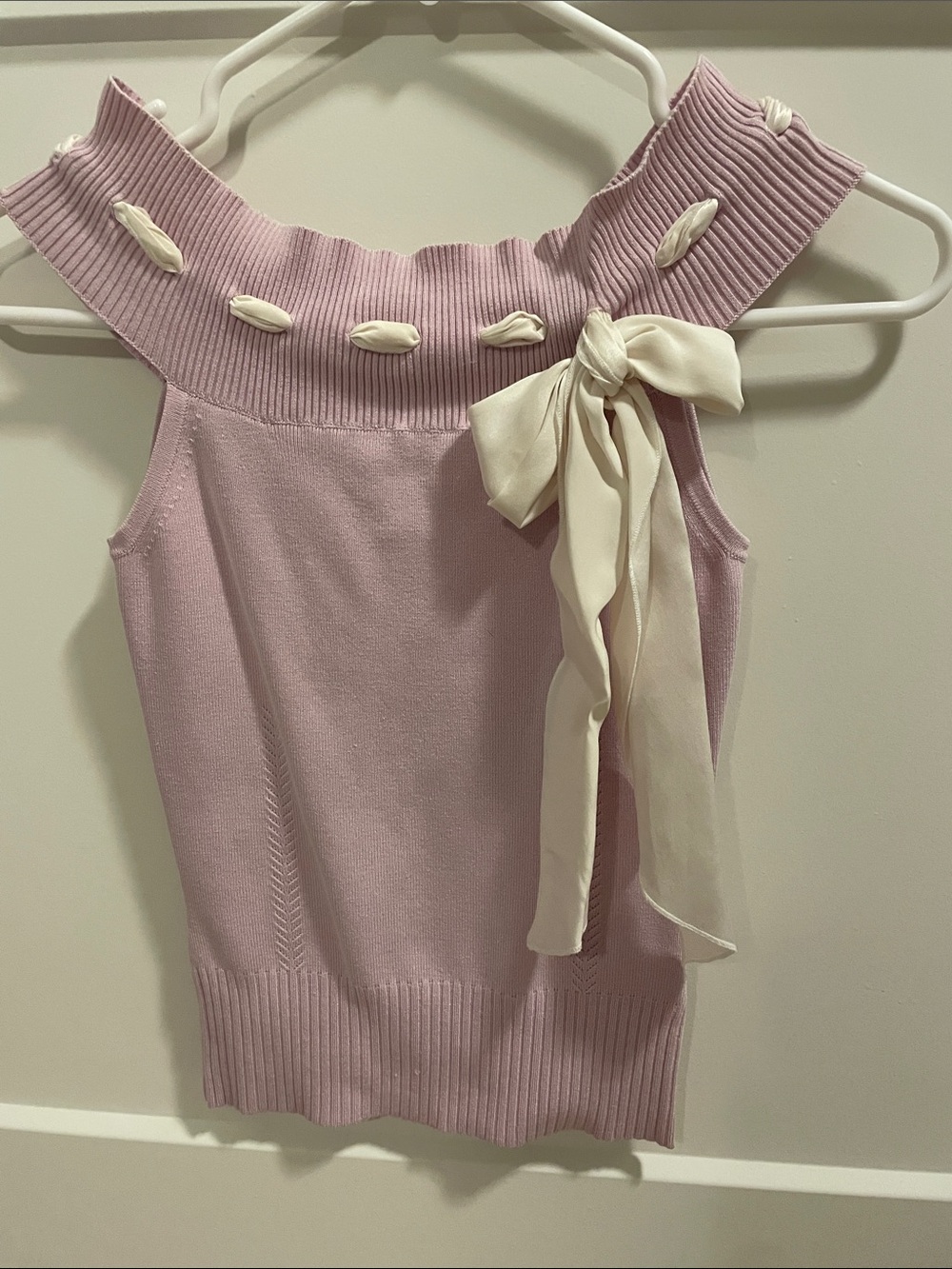 bebe Knit Bow-Accent Sleeveless Top